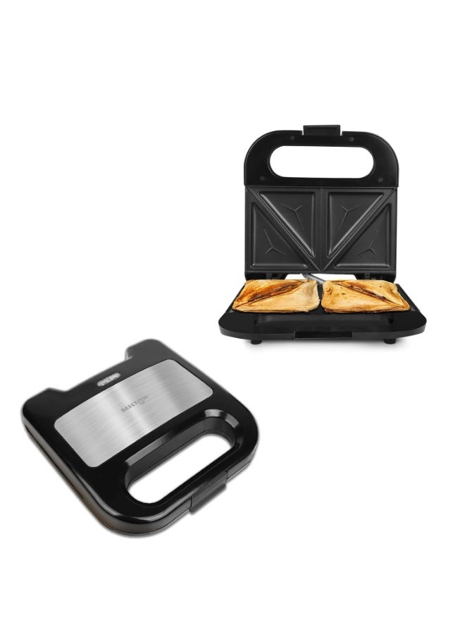 Milton Royal Pro Express 800W Toaster Electric Sandwich Maker | Stainless Steel Body | Non-Stick Fixed Toast Plates | Power Indicators | Easy to Clean | 1 year Manufacturer Warranty - Black
